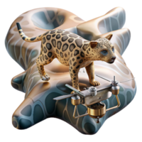 impressive rustic Drone Observing Sunda Clouded Leopard Transparent Background detailed png