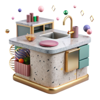 serene modern Contemporary Kitchen Island Isolated Element high resolution png