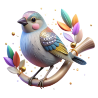 serene vintage Bird Perched on Branch in Rewilded Area Isolated exclusive png