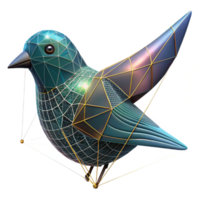 wonderful vintage Bird Silhouette with Wireframe Design Isolated Element high resolution png