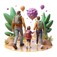 magnificent rustic Family Hiking in Protected Forest Transparent Background authentic png
