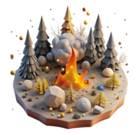 elegant rustic Forest Fire Damage Aerial View Isolated Element detailed png