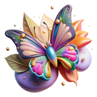 beautiful modern Butterfly on Flower Wings Open Colorful Isolated authentic png