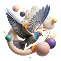 vibrant abstract Bird in Flight with Clouds Isolated Element original png