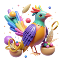 dramatic contemporary Colorful Bird Isolated on Transparent Background high resolution png