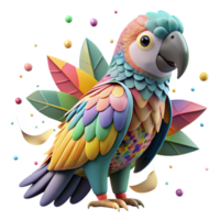 vibrant minimalist Colorful Parrot in Zoo Aviary Cutout Transparent Background high resolution png