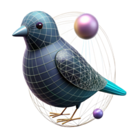 impressive abstract Bird Silhouette with Wireframe Design Isolated Element high resolution png