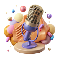 serene vintage D Rendered Microphone with Stand Cutout high quality png