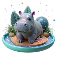 serene creative Endangered Hippopotamus Submerged in Zoo Pool Isolated original png