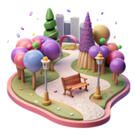 extraordinary minimalist City Park with Walking Path Isolated Element authentic png