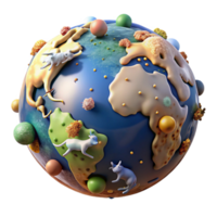elegant vintage Globe Showing Animal Migrations Isolated Element original png