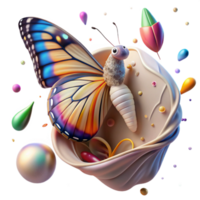 magnificent artistic Colorful Butterfly Emerging From Cocoon with Transparent Background authentic png