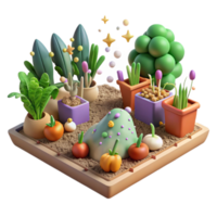 beautiful vintage Community Garden Plot with Fresh Vegetables high resolution png