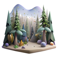 serene vintage Forest Silhouette Panorama View Transparent Element premium png