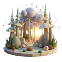 extraordinary minimalist Forest Scene with Sunlight Streaming Through Trees Transparent Background high quality png