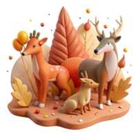 extraordinary minimalist Forest Animals Migrating Cutout with Autumn Colors high quality png