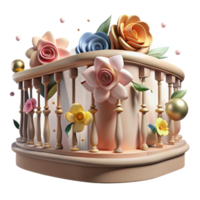 elegant modern Balcony Railing with Floral Design Transparent Background high resolution png