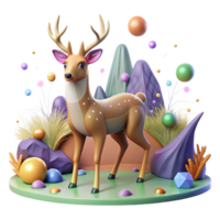 magnificent modern Deer Grazing in Meadow Soft Lighting Isolated authentic png