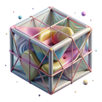 serene artistic Abstract Wireframe Cube Isolated Element original png