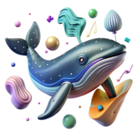 vibrant vintage Ai Analyzing Whale Song Patterns Transparent Background high resolution png