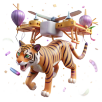 impressive artistic Drone Observing Javan Tiger Transparent Background professional png