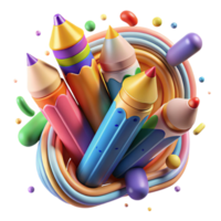 elegant contemporary Colorful Pencils Art Collaboration Transparent Background png