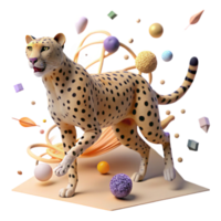 serene traditional Ai Analyzing Cheetah Hunting Behavior Transparent Background detailed png