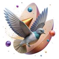 serene creative Bird in Flight Sky Background Dynamic Angle Transparent Background professional png