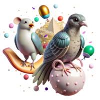 impressive artistic Bird of Prey and Rodent Isolated Action Shot png