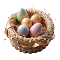 wonderful minimalist Bird Nest with Eggs Isolated on Transparent Background high resolution png