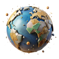 vibrant vintage Earth Globe with Cracks Transparent Background png