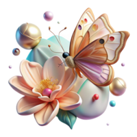 magnificent rustic Butterfly on Flower Soft Focus Transparent Background authentic png