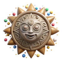 stunning abstract Aztec Sun Stone Relief Detail Isolated on Transparent Background detailed png