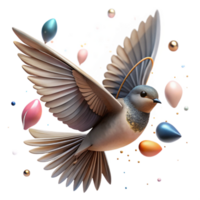 extraordinary minimalist Bird in Flight with Clouds Isolated Element png