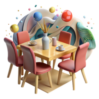 stunning abstract Dining Table with Chairs Cutout high quality png