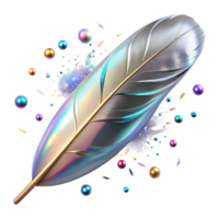 elegant artistic Bird Feather with Light Reflection Isolated Element original png