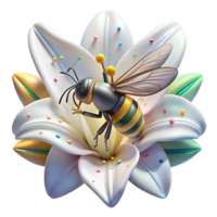 impressive creative Bee on White Lily Close Up Transparent Background professional png