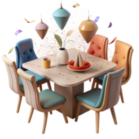 stunning minimalist Dining Table with Chairs Cutout detailed png