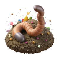 extraordinary artistic Close Up of Worm in Compost Transparent Background detailed png