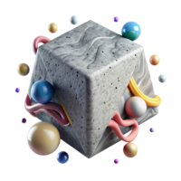 elegant abstract Floating Cube Concrete Texture Transparent Background original png