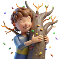 dramatic creative Child Hugging Tree Gentle Lighting Transparent Background high resolution png