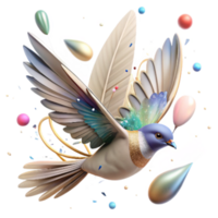 impressive artistic Bird in Flight with Clouds Isolated Element exclusive png