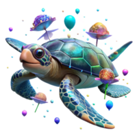 impressive artistic Drone Tracking Loggerhead Turtle in Ocean Transparent Background high quality png
