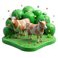 extraordinary minimalist Cattle in Vibrant Green Field Cutout Isolated Element png