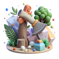 stunning creative Axe and Tree Deforestation Symbol Cutout original png