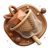 serene rustic Fishing Net Durability Icon Brown Isolated Transparent Background professional png