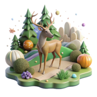 beautiful classic Farmland and Forest Connectivity Transparent Background Deer in Forest original png