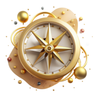 impressive rustic Antique Compass Rose Gold Detail Isolated high resolution png