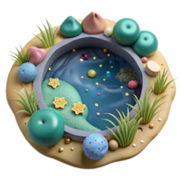 elegant minimalist Freshwater Pond Ecosystem Cutout Top View exclusive png