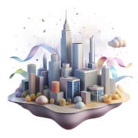 beautiful artistic City Skyline with Smog and Pollution Isolated Background exclusive png